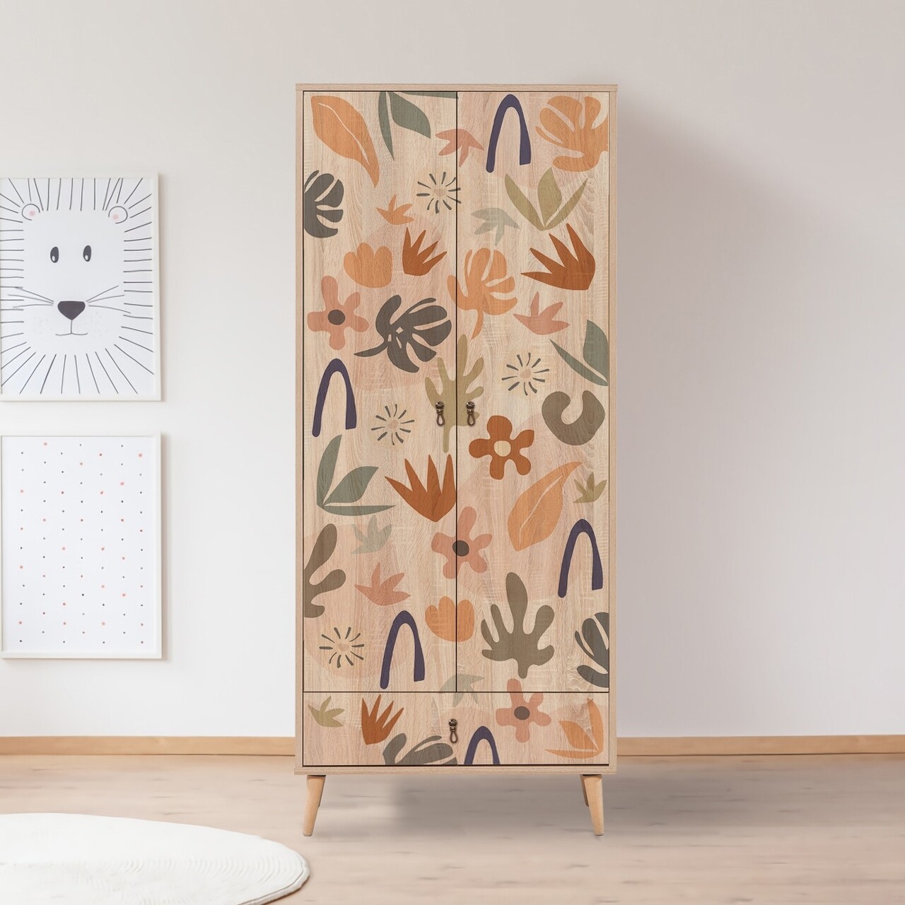 Dulap pentru haine, Vella, City Leaf, 80 x 190 x 45 cm, pal melaminat, multicolor - imagine 5
